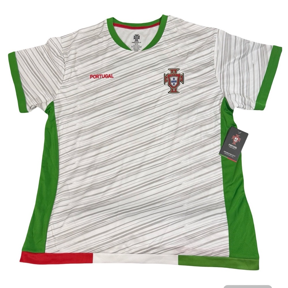 Portugal FPF Soccer Jersey Mens XL White Green Ronaldo 7 Official Licensed NWT